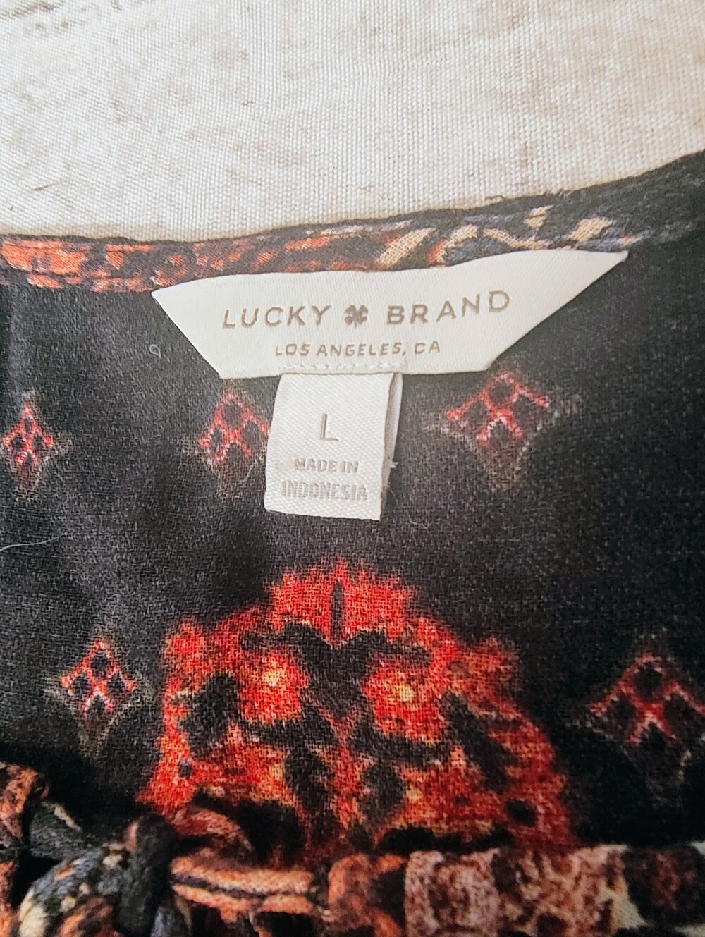Lucky Brand Gauzy Boho Celestial Tie Front Tunic Top Large Market - Picture 5 of 12